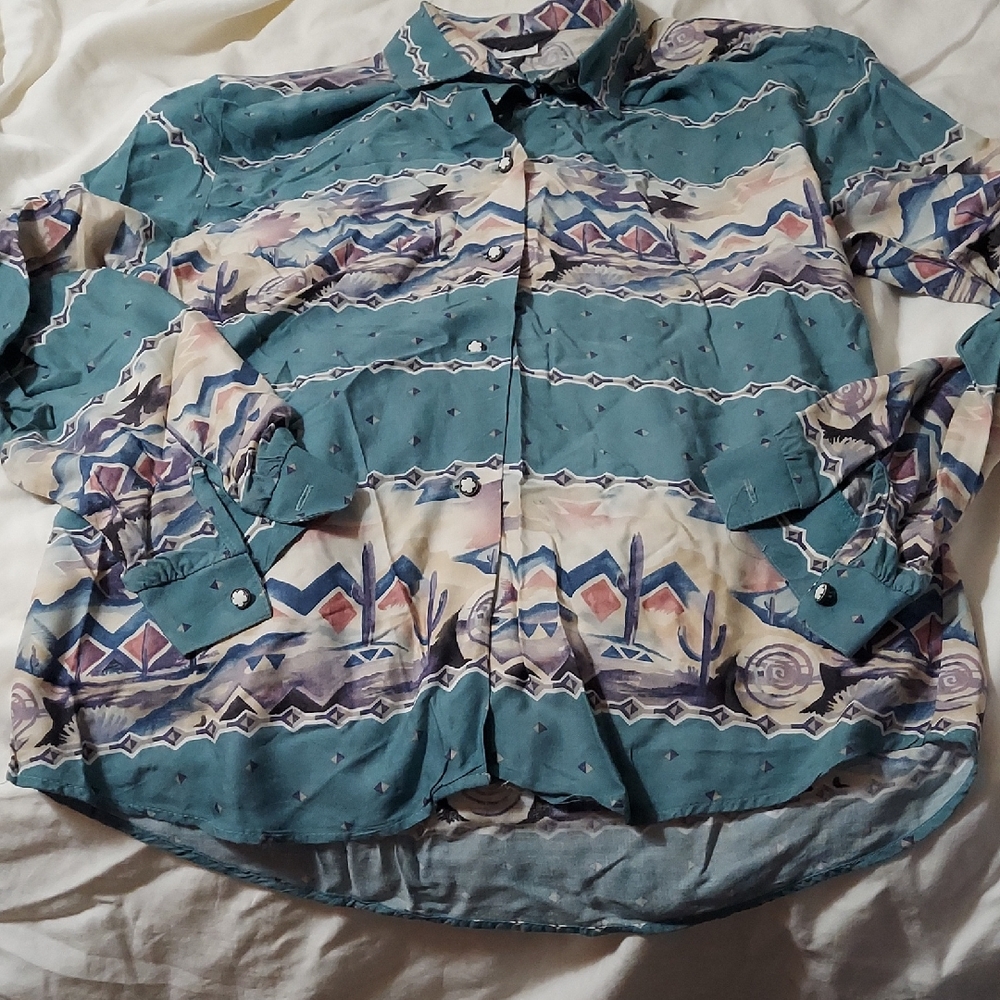 Roper Multicolor Geometric Southwestern Shirt Sz L